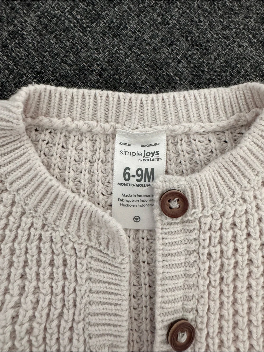 Simple Joys by Carter's Light Cream Knit Button-Front Baby Cardigan
